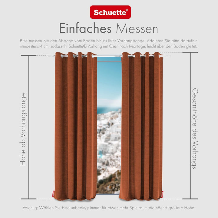 Schuette® Verdunkelungs-Vorhang Gardine mit Ösen ● Millenium Velvet: Marmalade (Orange) ● 135x210cm