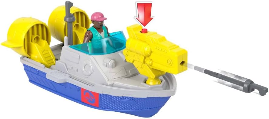 Fisher-Price Imaginext Jurassic World Die Wiedergeburt Set mit 7,6cm Mensch, 5 Dinosauriern, Launche