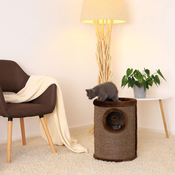 lionto Kratztonne aus Sisal mit Plateau und Spielball Kratzturm, Höhe 50 cm braun Braun 50 cm Höhe,