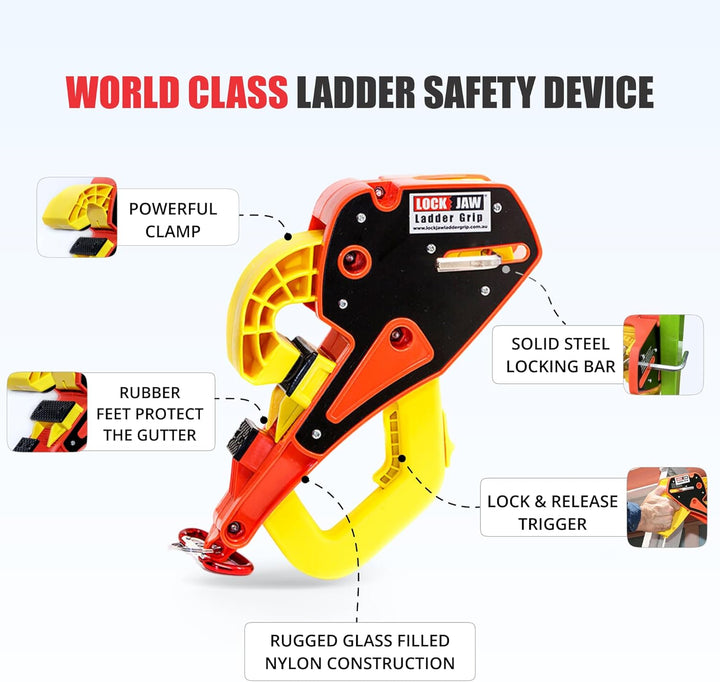 Lock Jaw Ladder Grip - Ladder Safety Clip - Feel secure on your ladders and climb safer (Single Unit