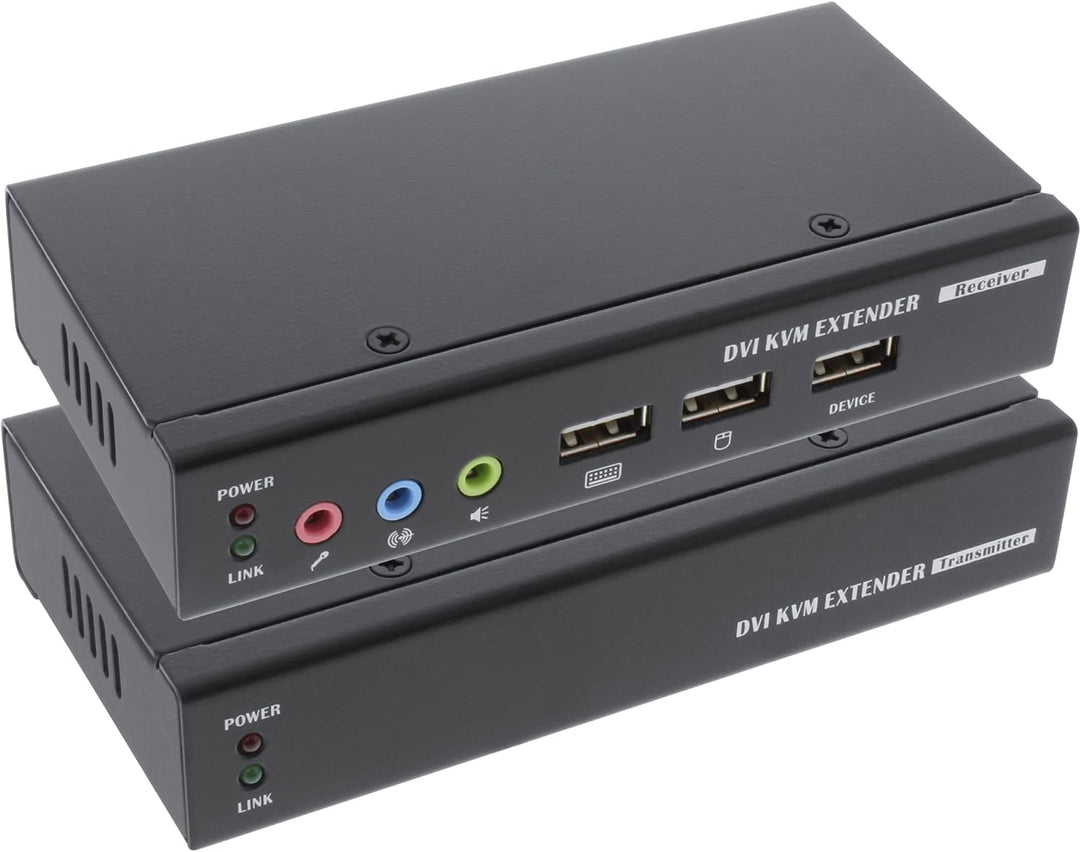 InLine 61640 DVI USB KVM Extender, Verlängerung über UTP, mit Audio, bis 50m
