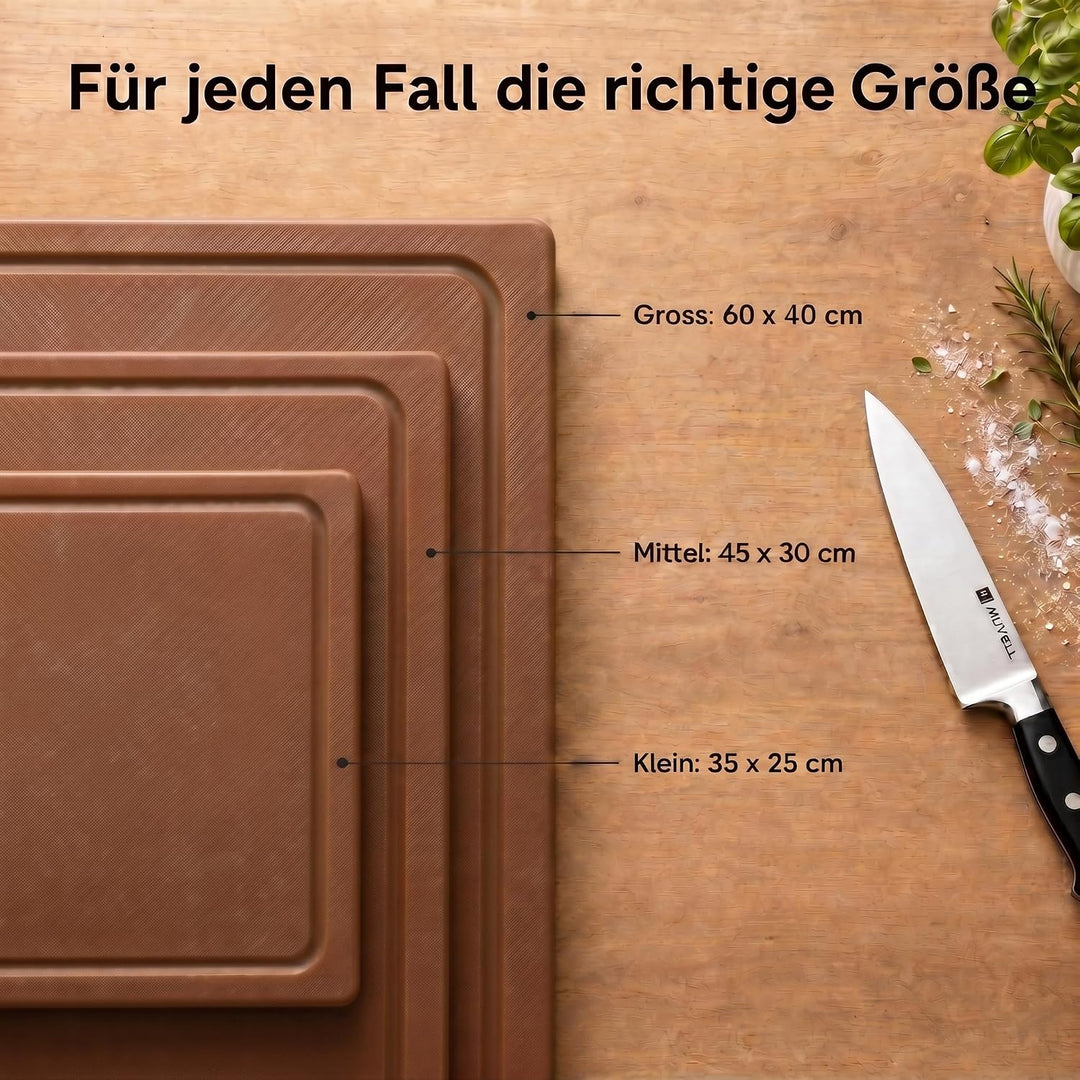 stabiles Schneidebrett Kunststoff | Braun 35x25x2 cm | Spülmaschinenfest, EXTRA dick, messerschonend