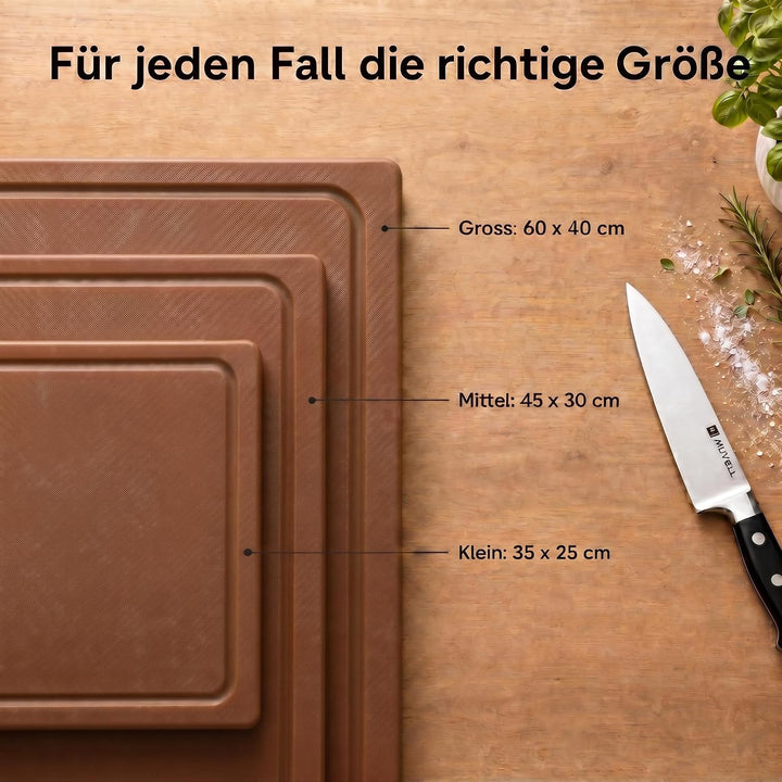 stabiles Schneidebrett Kunststoff | Braun 35x25x2 cm | Spülmaschinenfest, EXTRA dick, messerschonend