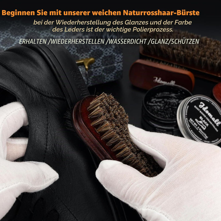 Schuhputzset 16tlg,Premium Deluxe Schuhcreme Kit-2,65 Unzen schwarze,braune und neutrale Schuhcreme
