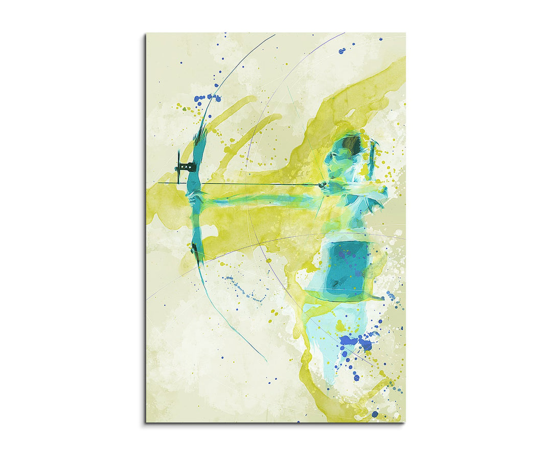 Paul Sinus Art Bogenschiessen 90x60cm SPORTBILDER Splash Art Wandbild Aquarell Art