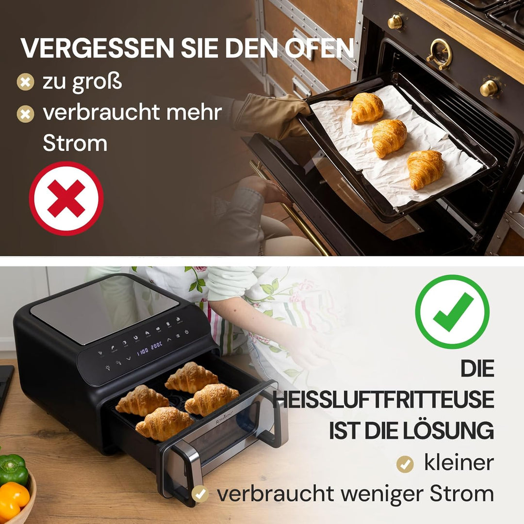 Rosmarino Infinity MasterPro Heissluftfritteuse Airfryer 10L - Multifunktion 5-in-1: Heissluftfritte