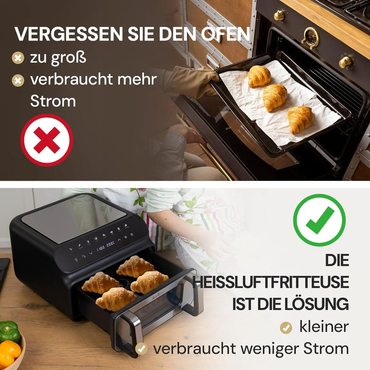 Rosmarino Infinity MasterPro Heissluftfritteuse Airfryer 10L - Multifunktion 5-in-1: Heissluftfritte