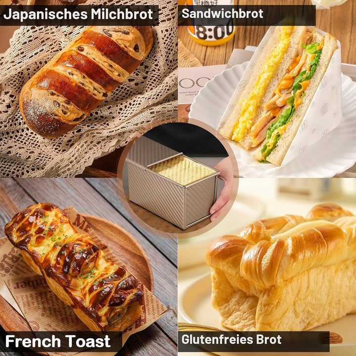 2PCS Antihaft Brot Toastform mit Deckel, Brot Toastform Laib Pfanne Brotbackform Kastenform mit Deck