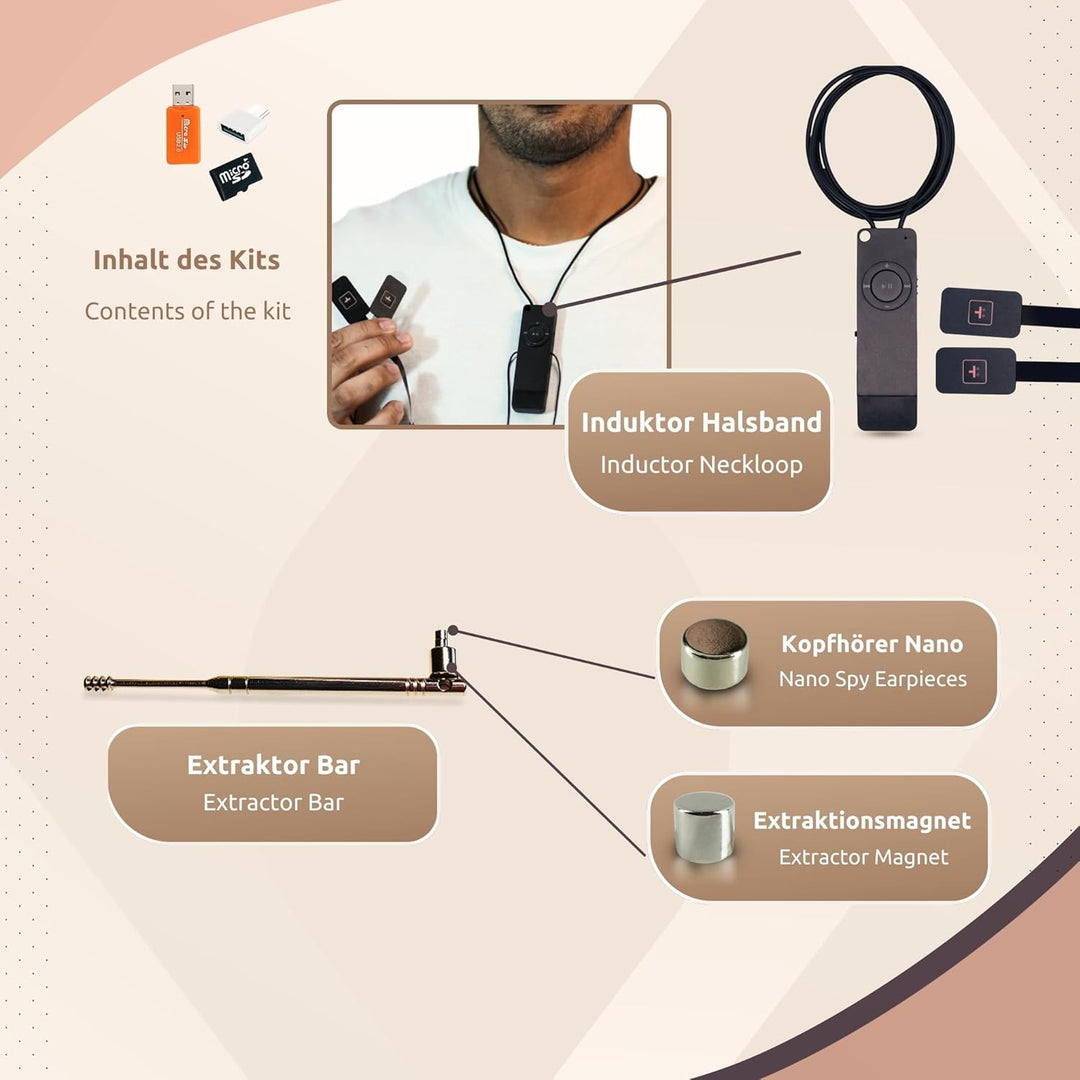 PingaOculto Spion Kopfhörer für Prüfung Mini Nano Unsichtbare Kopfhörer MP3-Player mit Drucktasten -