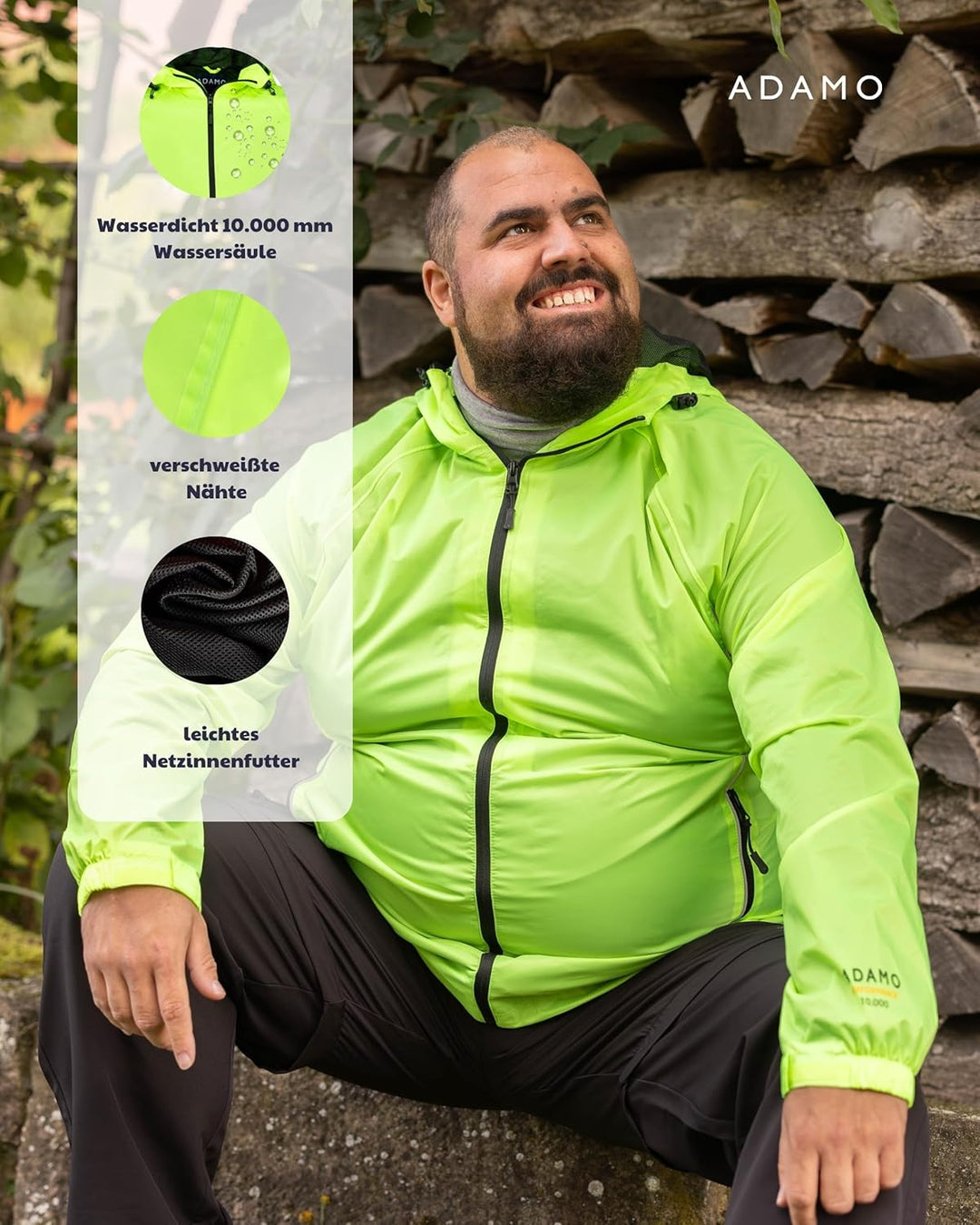 ADAMO Übergrössen Herren Regenjacke grosse Grössen 2XL-14XL 10XL Grosse Grössen neongelb, 10XL Gro&#
