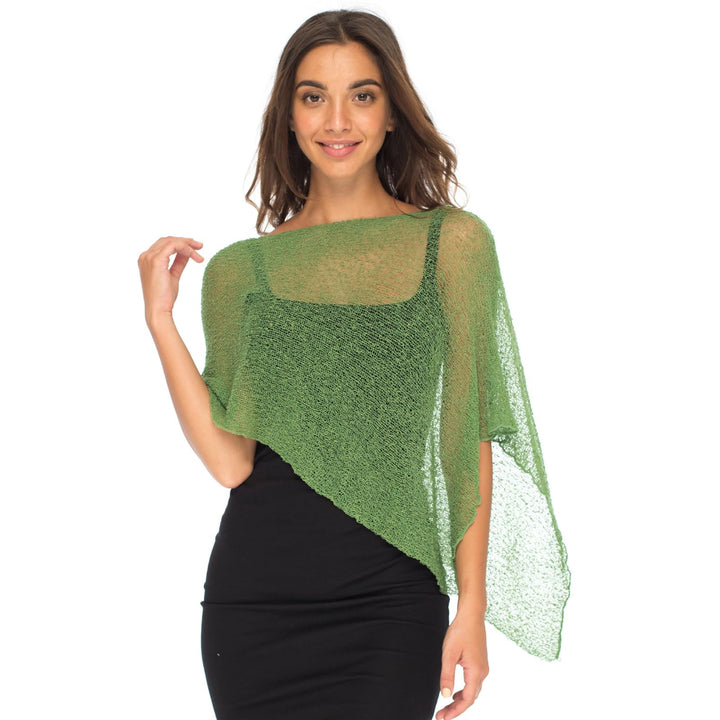 Back from Bali Womens Sheer Poncho Shrug Bolero, Lightweight Summer Shrug Pullover Sweater Grün, Grü