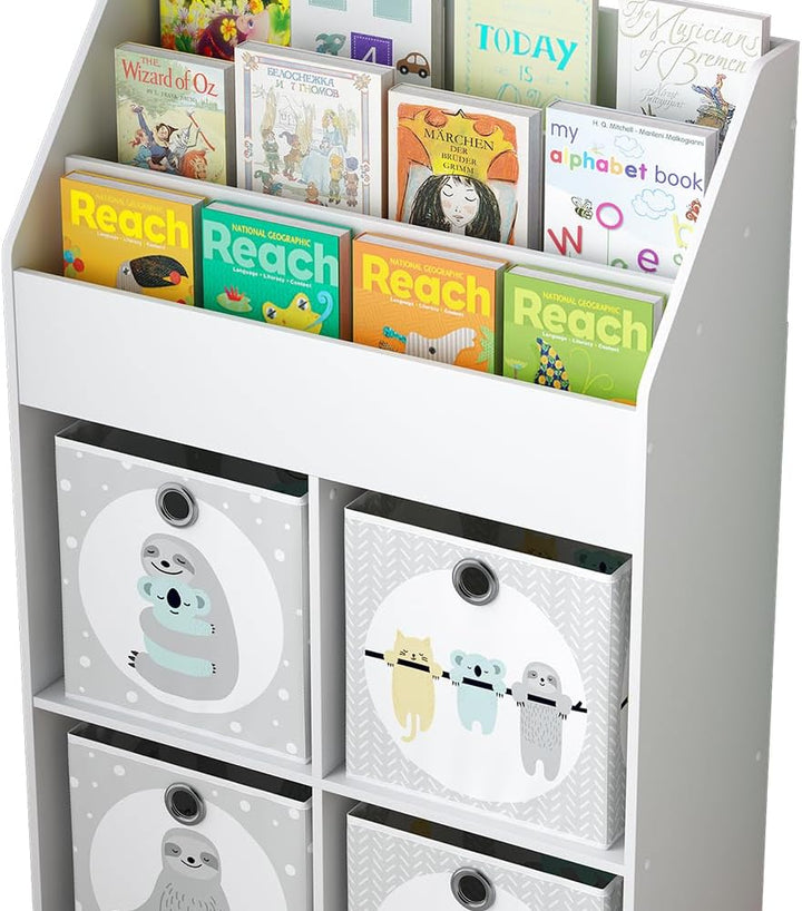 Vicco Kinderregal Weiss Conny mit 4 Ablagen für Faltboxen - 72x111x30 cm aus Spanplatte - Bücherrega