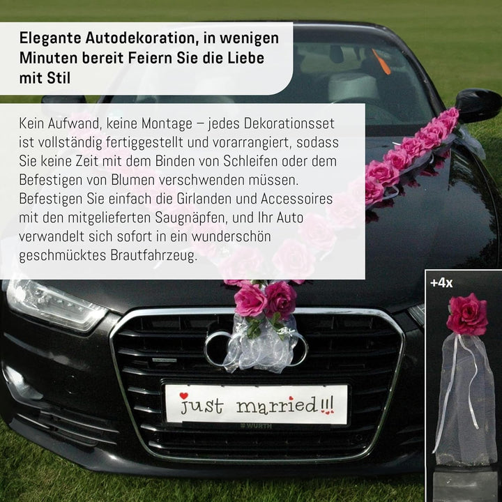 Rosen Girlande Braut Paar Rose Deko Dekoration Autoschmuck Hochzeit Car Auto Wedding ®Auto-schmuck D