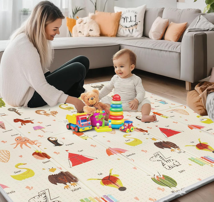 Krabbelmatte Baby 180x200cm, Faltbare Spielmatte mit Weicher Dämpfender Isolierung, Wasserfeste & ru