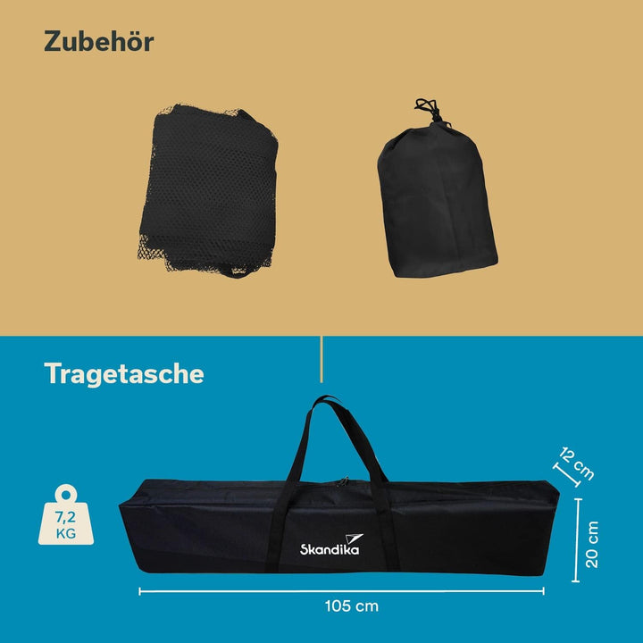 Skandika Bambus Campingtisch Tolja | Faltbarer Tisch mit Netzablage, versch. Grössen, 3-Fach höhenve