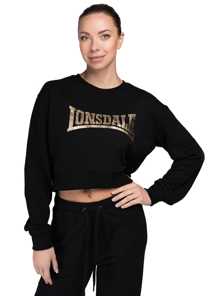 Lonsdale Damen Culbokie Sweatshirt XL Kurz Black/Gold, XL Kurz Black/Gold