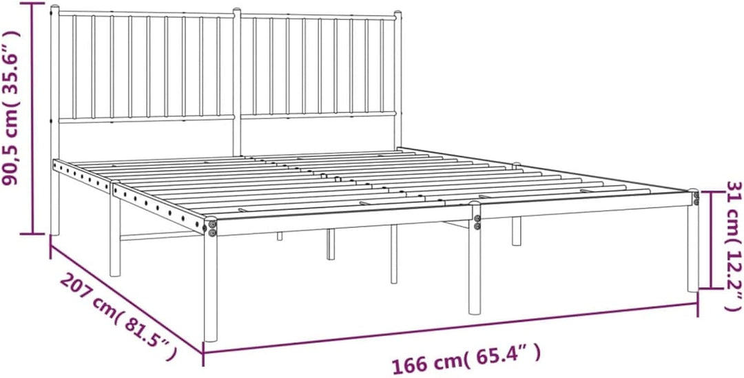 Tidyard Bettgestell mit Kopfteil Metallbett Gästebett Doppelbett/Einzelbett Bett Bettrahmen Schlafzi