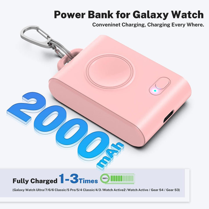 Portable Galaxy Watch ladestation,2000mAh 2-in-1 Magnetic Wireless Charger Samsung Watch,Tragbare La