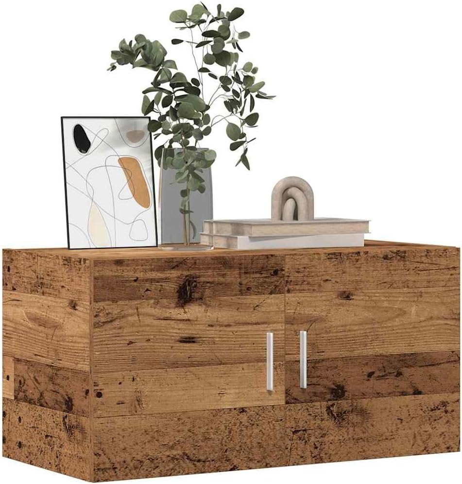 vidaXL Wandschrank Altholz-Optik 80x39x40 cm Holzwerkstoff, TV-Hängeschrank, TV-Hängeschränke, schwe