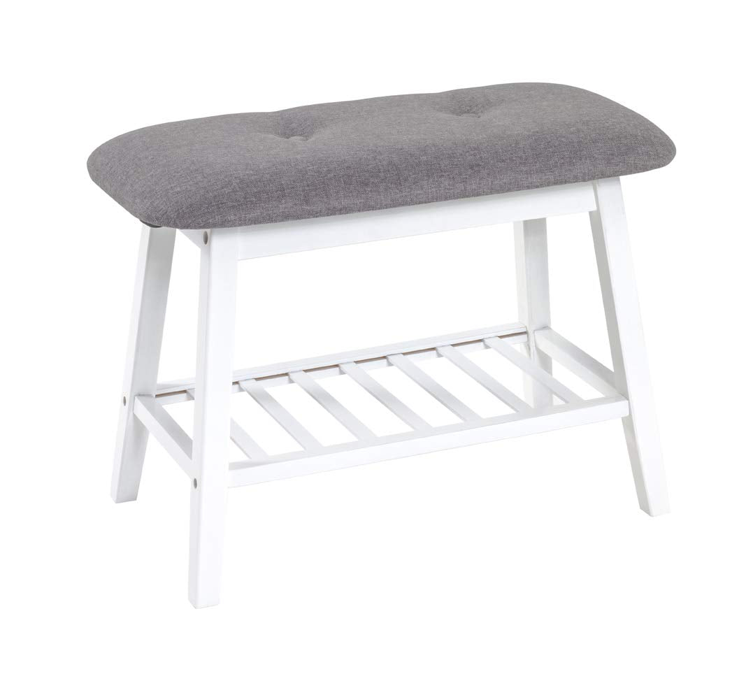 HAKU Möbel Schuhbank, Bambus, weiss-grau, B 60 x T 30 x H 44 cm Weiss-grau 60 x 30 x 44 cm, Weiss-gr