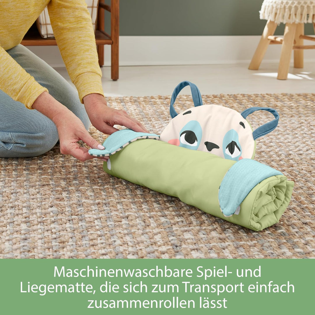 FISHER-PRICE Rolli-Roll Panda Spielmatte - Grosse 3-in-1 Spielmatte zum Mitnehmen, kontrastreiches M