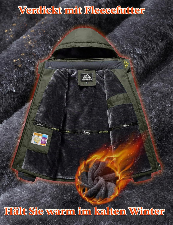 MAGCOMSEN Herren Winter Fleecejacke Warme Gefüttert Skijacke Outdoor Winddicht Wasserdicht Jacke Ver