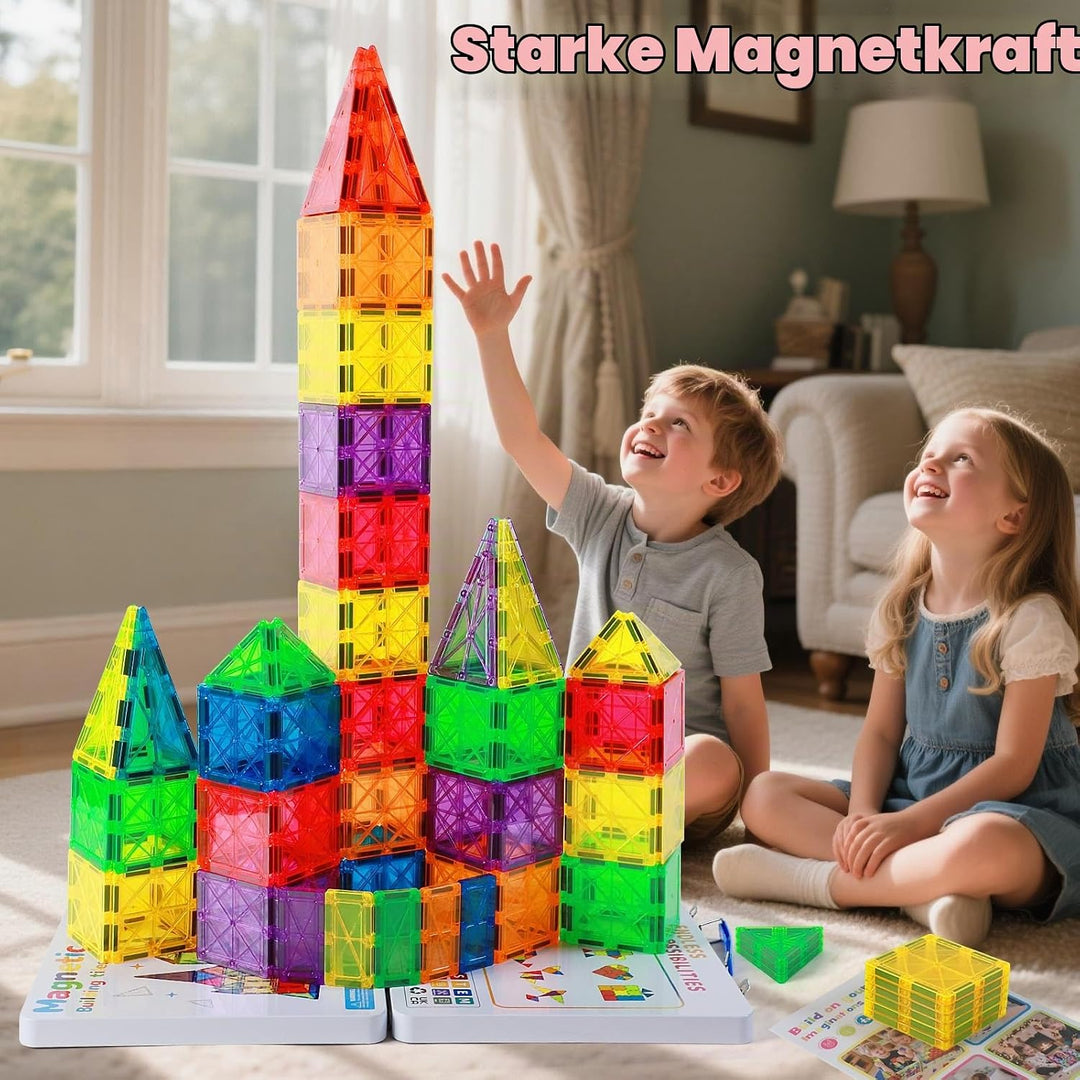 100 Teile grössere Magnetische Bausteine with Metallkasten, 7,5 cm Magnetische Fliesen STEM Magnet S