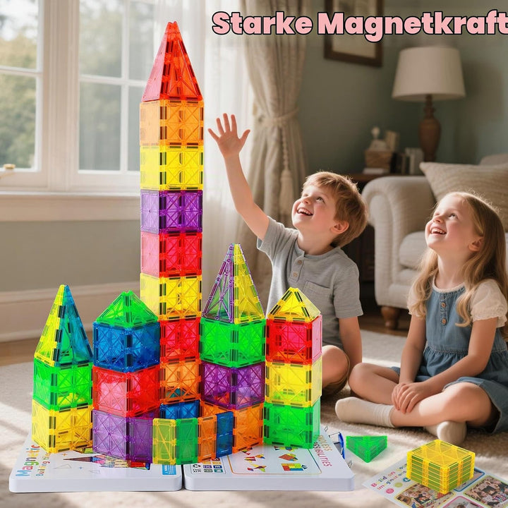 100 Teile grössere Magnetische Bausteine with Metallkasten, 7,5 cm Magnetische Fliesen STEM Magnet S