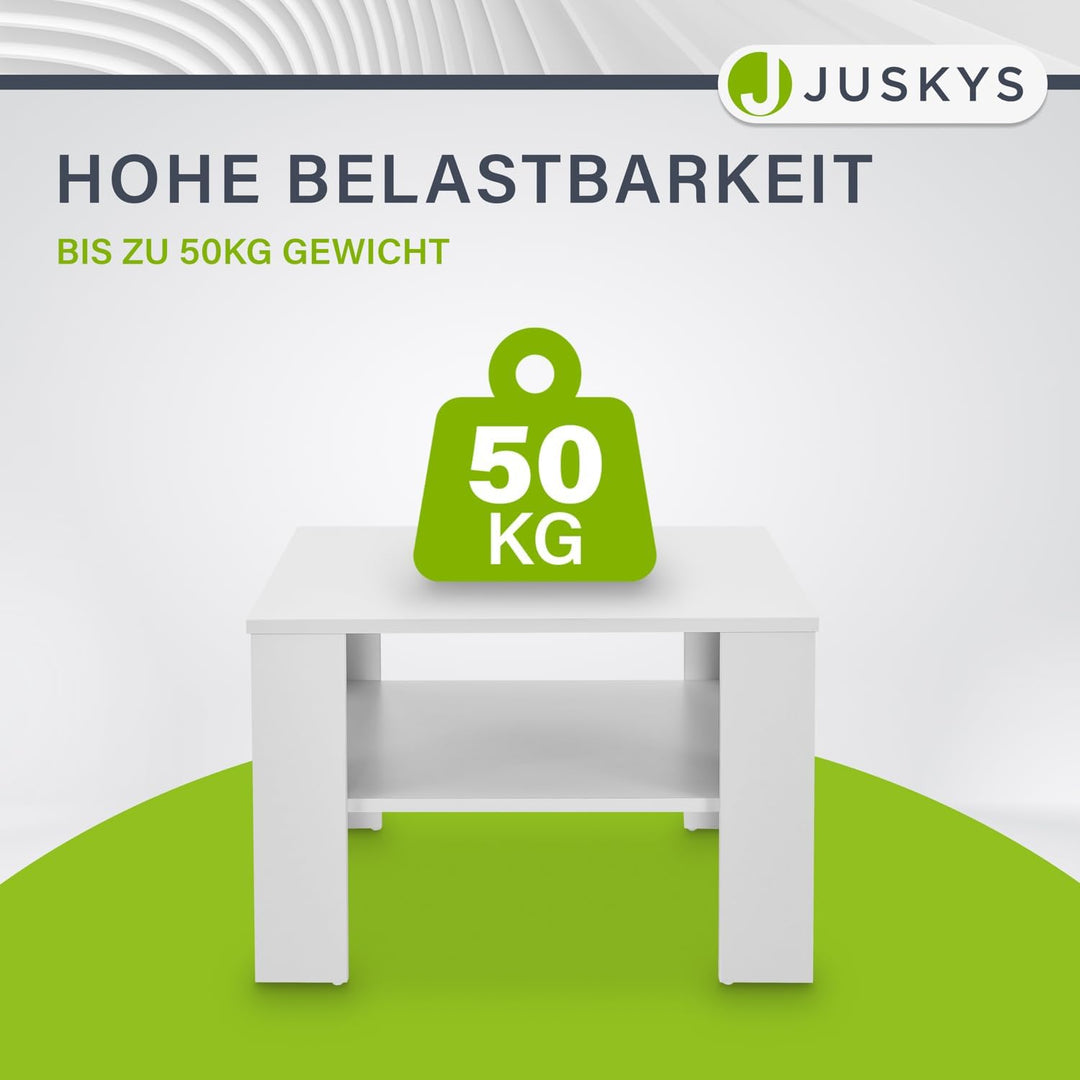 Juskys Couchtisch mit Ablage 60x60x40 cm - Holz, pflegeleicht, robust - Moderner Beistelltisch für Z