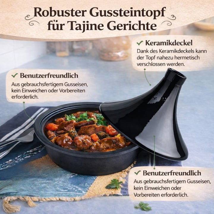 SWISS LINE Tajine 33 cm Induktion geeignet – Aluminium Schmortopf mit Keramikdeckel – Antihaft Marmo