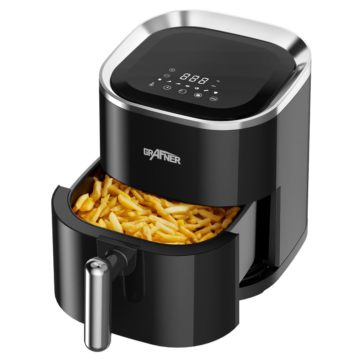 Grafner XL Digitale Heissluftfritteuse, 3,6 Liter, 1200 Watt, LED-Touchscreen, 7 Programme, 360° Gar