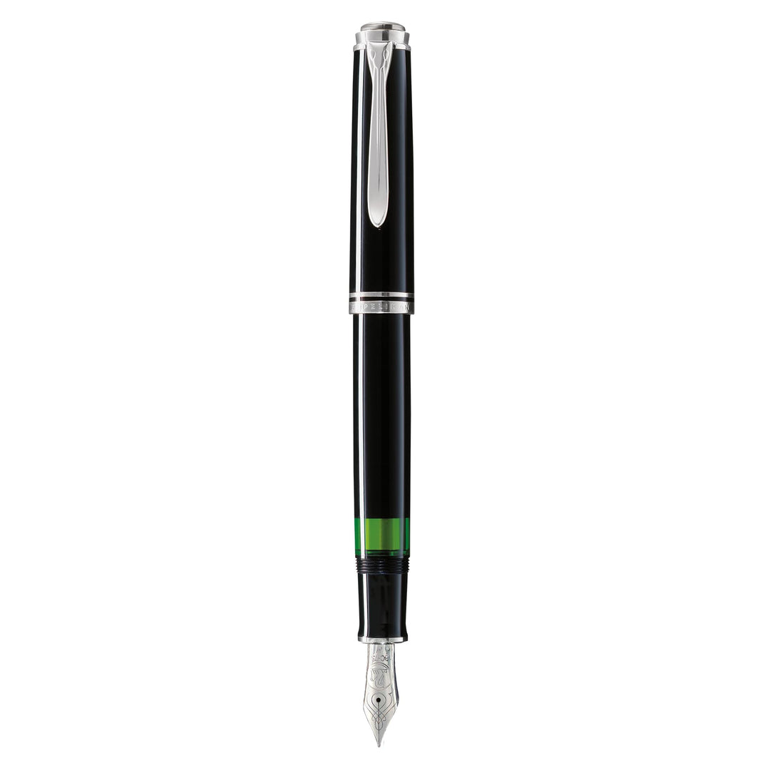 Pelikan Premium M805 Füllfederhalter, Feder F Plume schwarz, schwarz