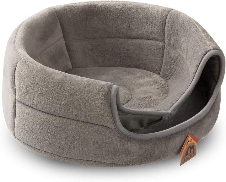 Hollypet Katzenbett Kleines Hundebett, 2-in-1 faltbares Haustier-Höhlenbett, Warmes Haustierbett aus
