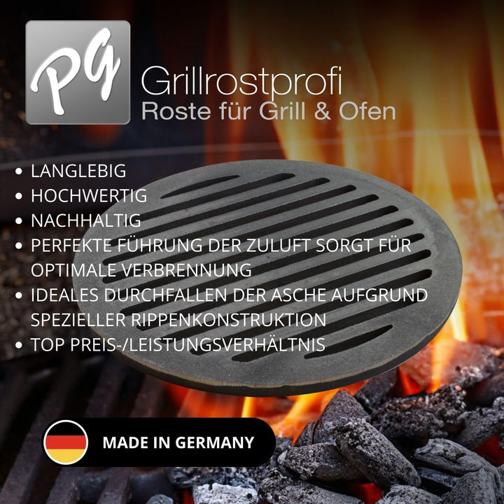 Grillrostprofi - Feuerrost Kohlerost Ascherost Kaminrost, rund Durchmesser 26 cm - das Original aus