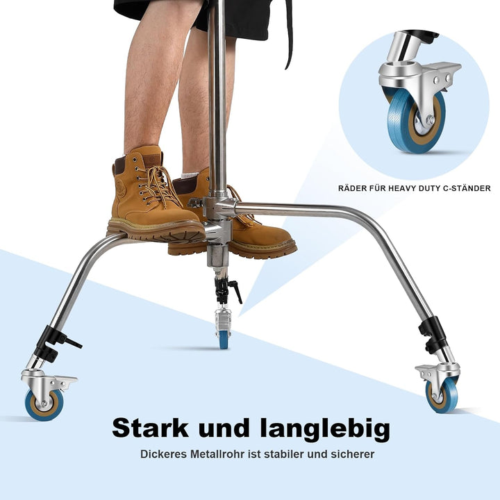 Soonpho 3 Stück Professionelle Lenkrollen Räder für C Stand Stativ, C Ständer Stativrollen, Haltbare