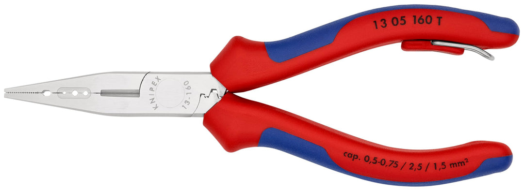 Knipex Verdrahtungszange verchromt, mit Mehrkomponenten-Hüllen, mit Befestigungsöse zum Anbringen ei