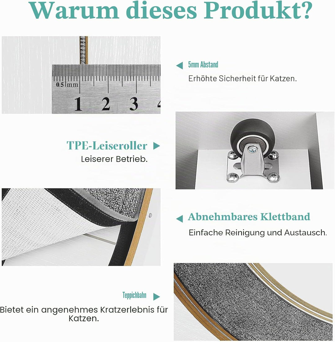 Katzenlaufrad XXL Durchmesser 135cm Gross laufrad Katze Super Leise Katzen Laufrad mit abnehmbarem T