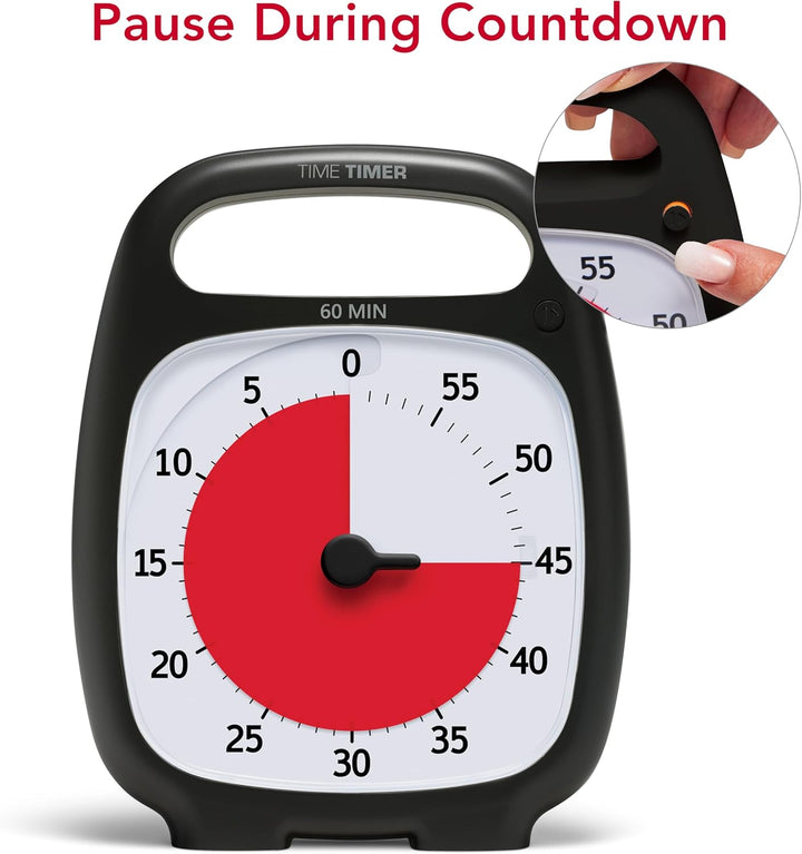 Time Timer PLUS 60 Minute Visueller Analog-Timer (weiss) optionaler akustischer Alarm (Lautstärkereg