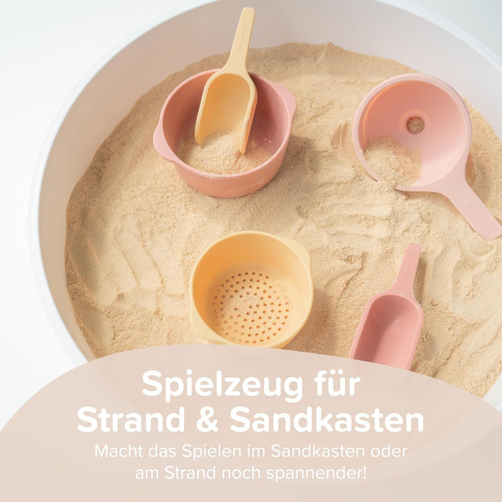Inspire My Play – 3 x Koralle Stapelbare Silikonschalen und Sieb – Perfektes Zubehör für Sensory Pla