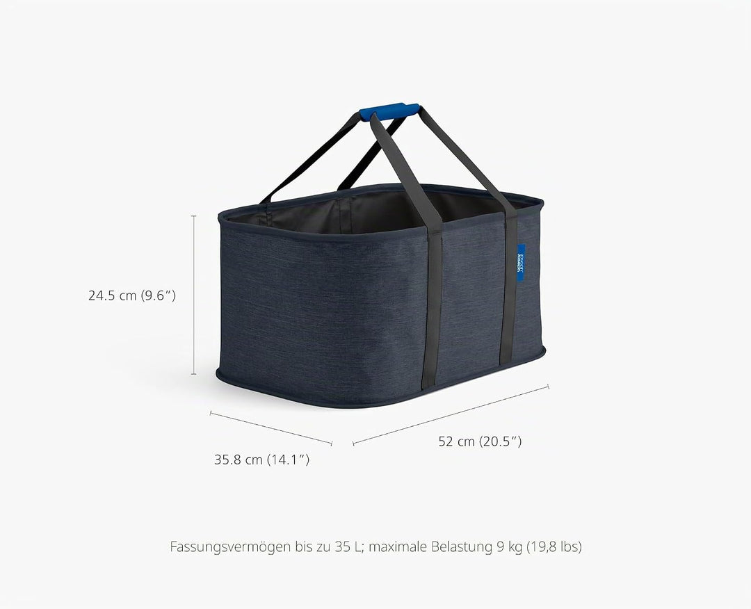 Joseph Joseph Hold-All faltbarer 35L Wäschekorb, Feuchtigkeitsabweisend, Strapazierfähig, Schwarz/Du