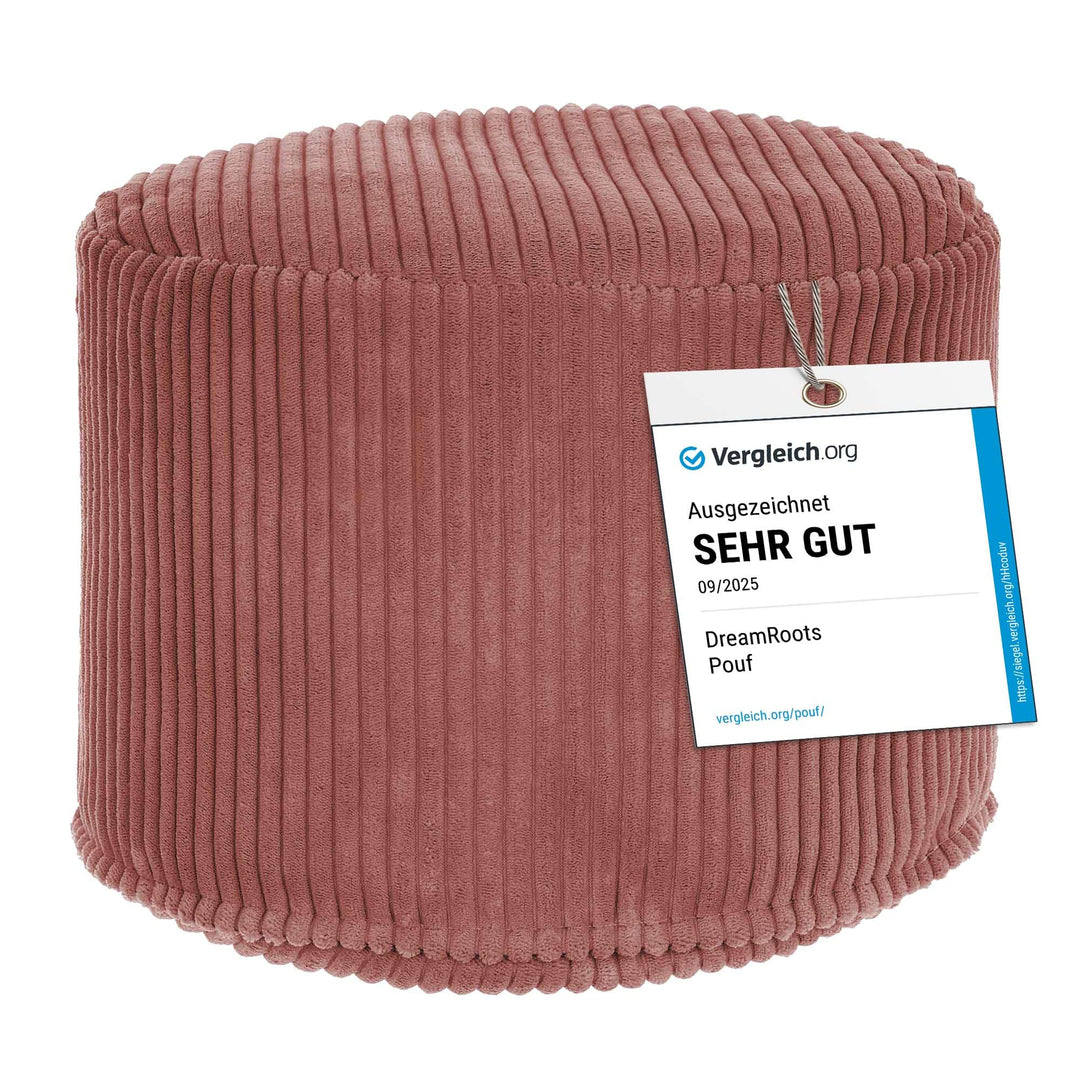 DreamRoots Pouf Hocker - Hocker Rund Cord 35x35x25 cm - Couch Hocker Wohnzimmer - Sitzpouf Rund - Fu