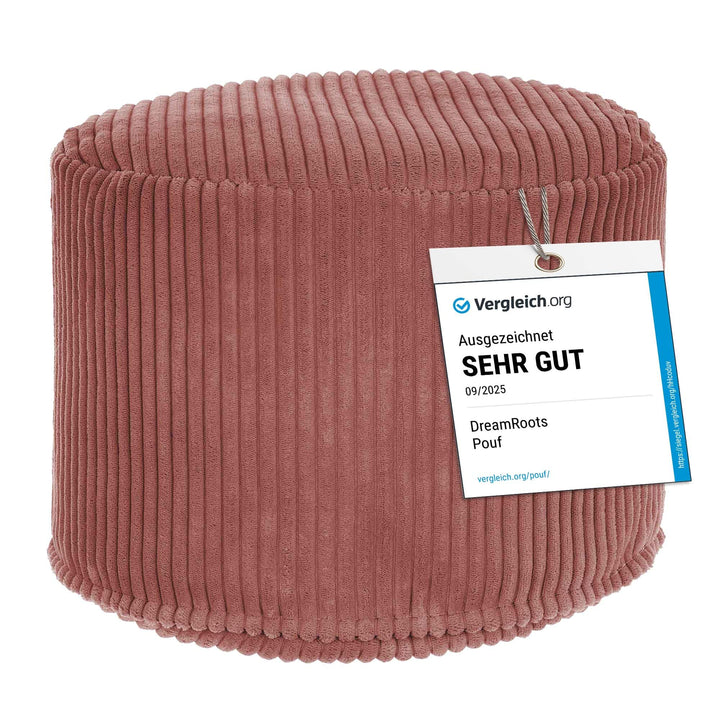 DreamRoots Pouf Hocker - Hocker Rund Cord 35x35x25 cm - Couch Hocker Wohnzimmer - Sitzpouf Rund - Fu