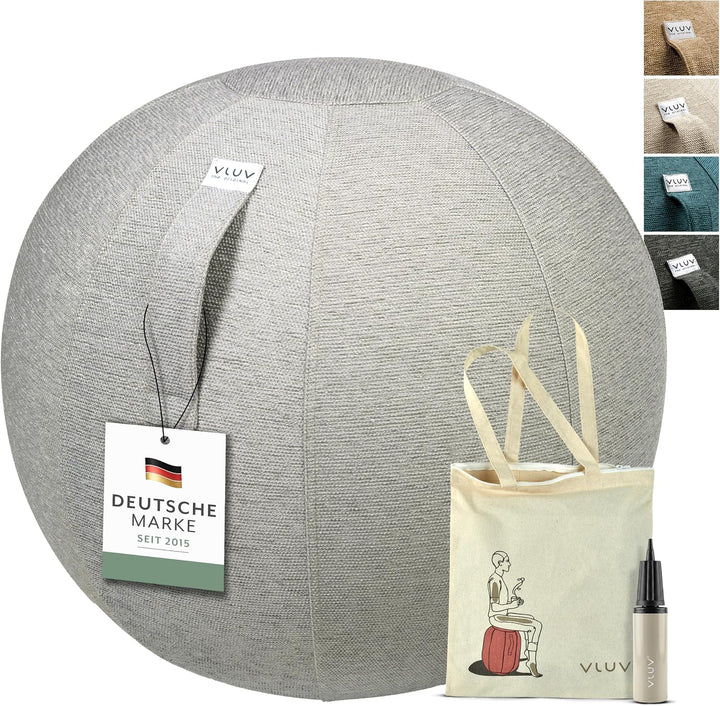 VLUV® BOL STOV Sitzball Büro Ergonomisch [Atmungsaktiv mit Tragegriff und Wegrollschutz] Waschbarer