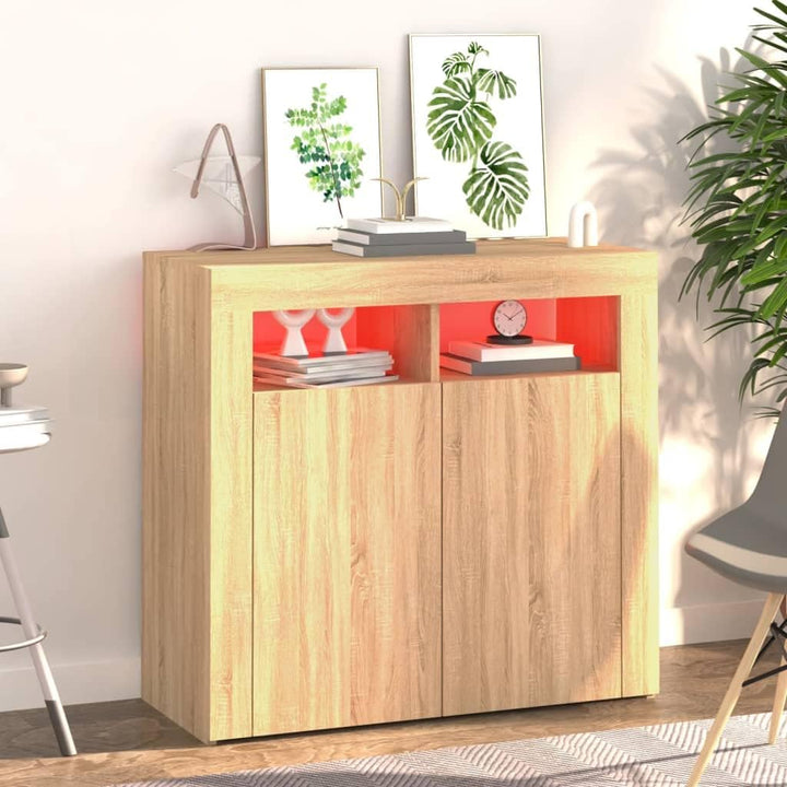SKM Sideboard mit LED-Leuchten Sonoma-Eiche 80x35x75 cm, Weight: 28.65 kg, 804331