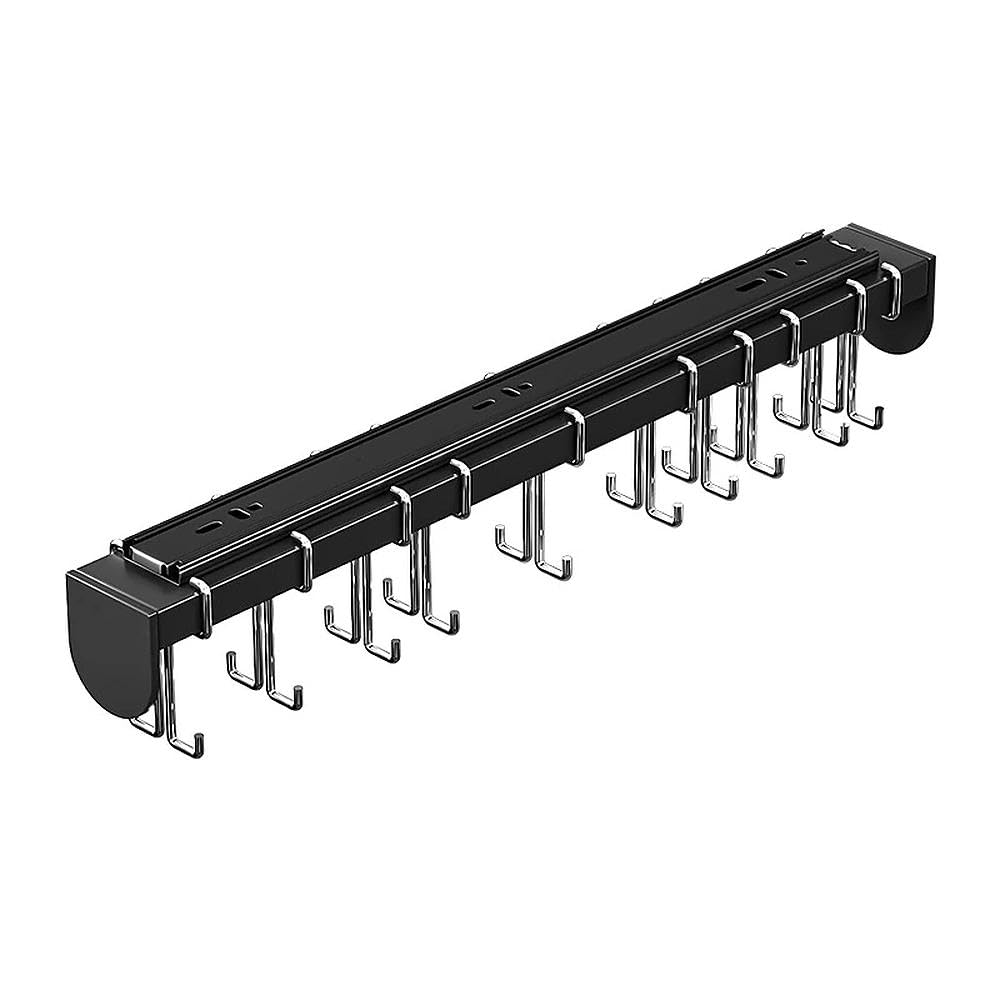 Ausziehbares Topfregal mit 8 Haken, 40cm Ausziehbarer Mop-Halter