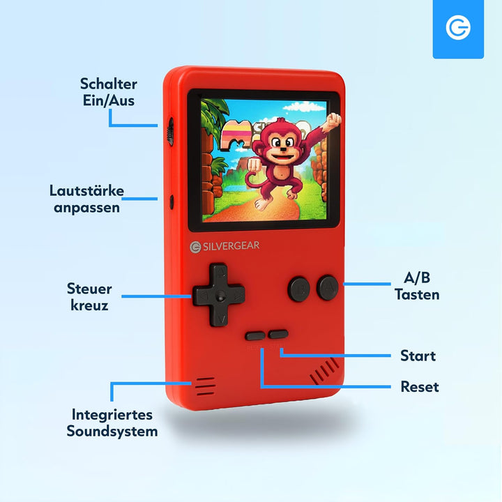 Silvergear® Analogue Pocket Konsole Retro | mit 240 Klassichen Spielen l Handheld Spielekonsole l Mi