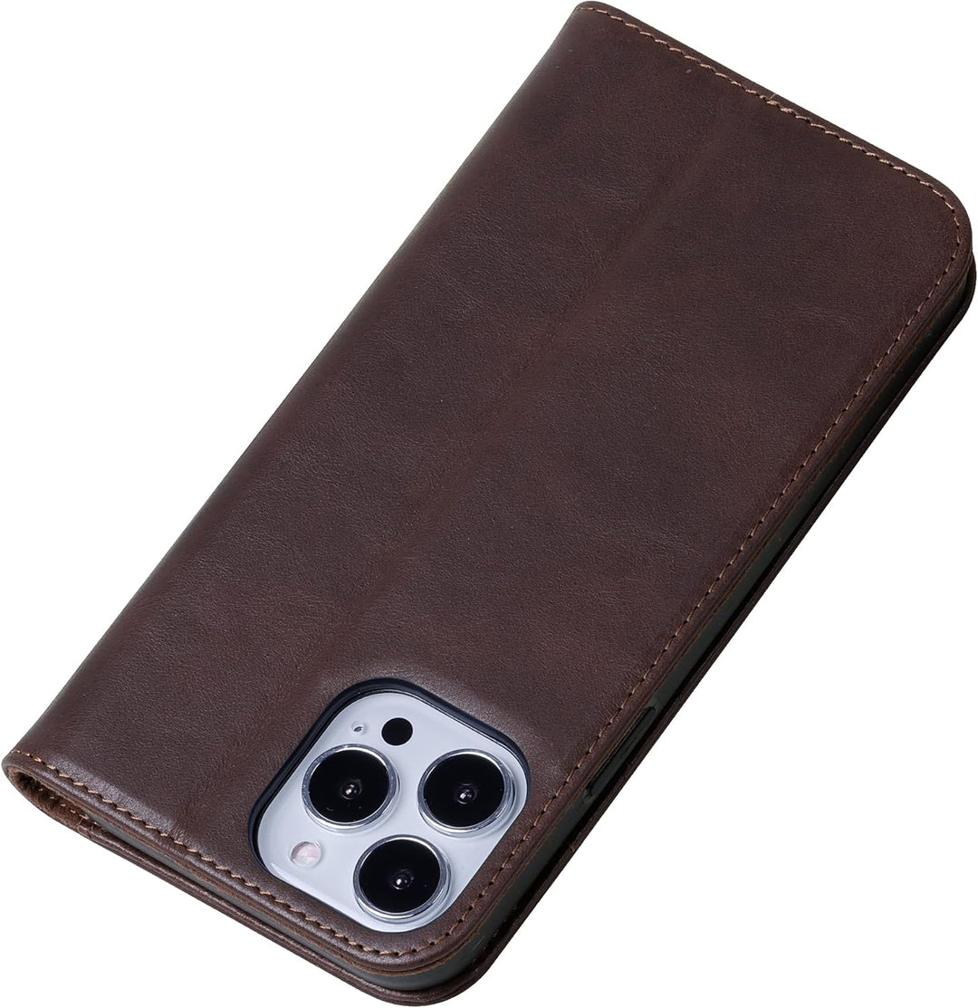 VISOUL Hülle für iPhone 13 Pro Max Handyhülle Schutzhülle TPU [Echtleder] [Kartenfach] [Magnet] [Sta