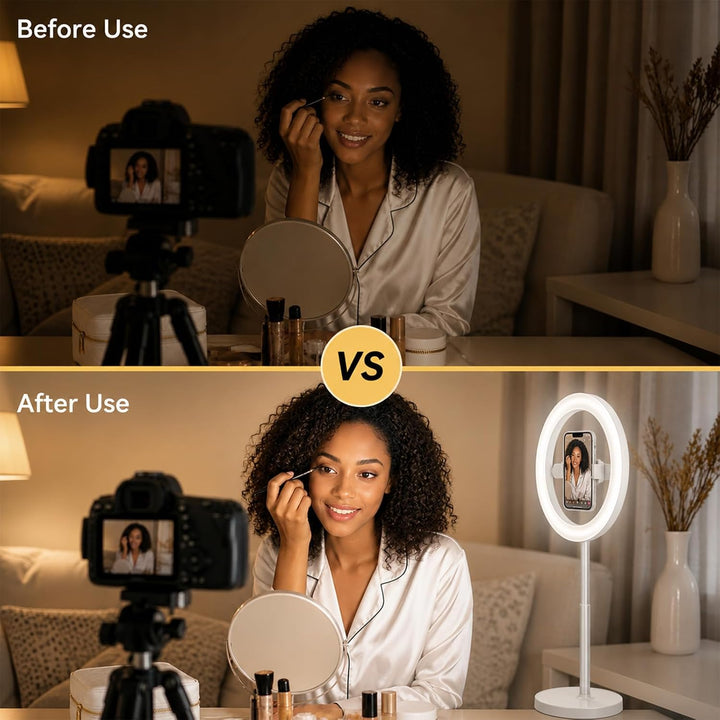 Ringlicht mit Stativ 10.5 Zoll, für Streaming Makeup Videokonferenz | 144 LED Ring Light, Dimmbar, W