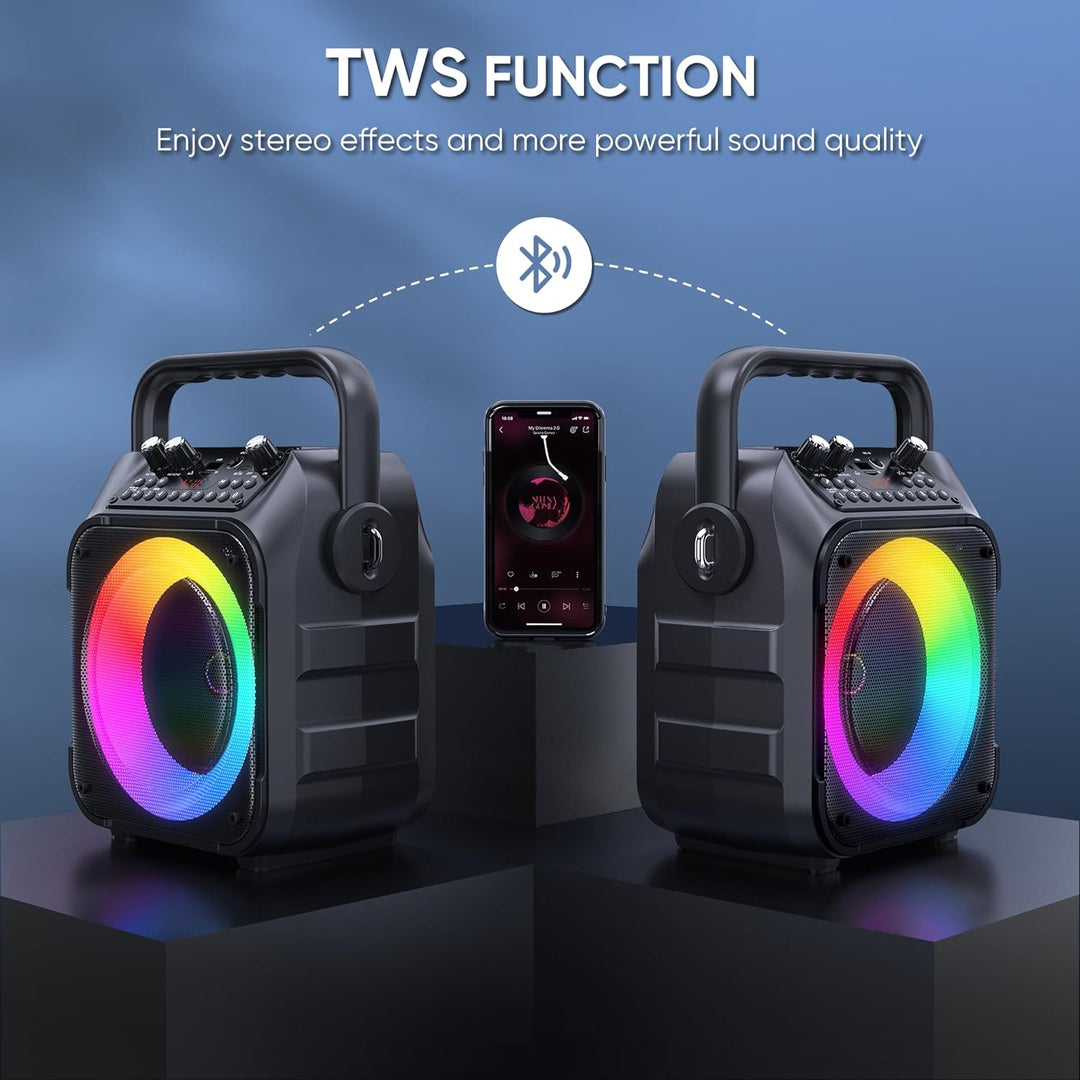 Wowstar Tragbare Karaoke Maschine mit 2 kabellose Mikrofone, Bluetooth Lautsprecher Box für Erwachse