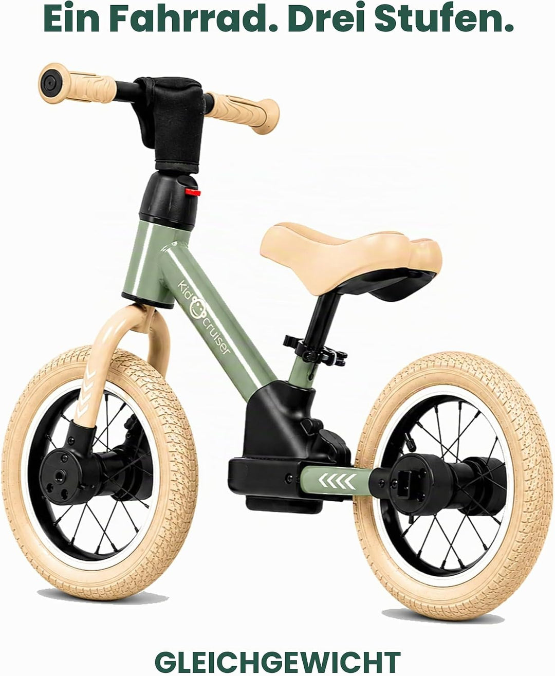 Kidcruiser Pedalplay laufrad ab 2 Jahre, ideal zum Radfahren Lernen, 3‑in‑1 mit LED Stützrädern &amp; Pe